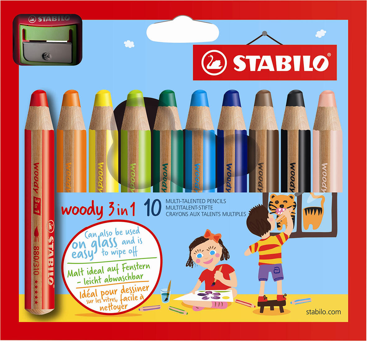 Etui de 10 crayons WOODY de couleurs assorties