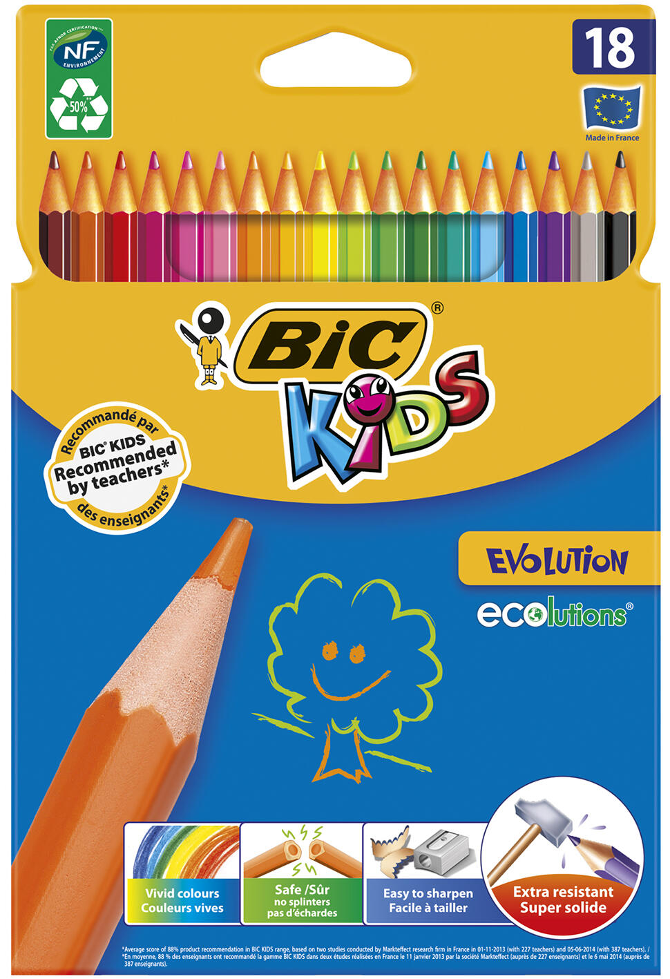 Pochette de 18 crayons - 18 couleurs assorties