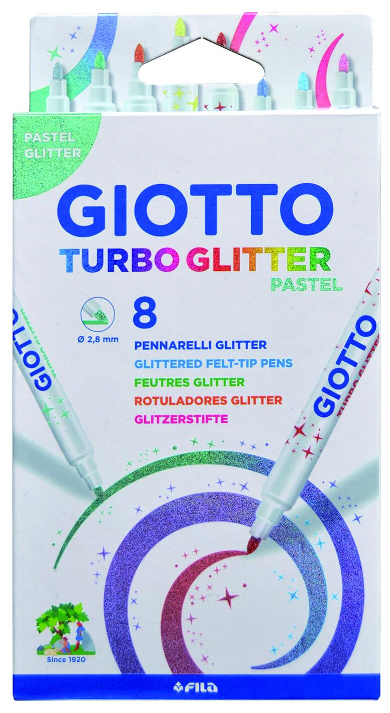 Boîte de 8 feutres - Giotto Turbo Glitter - Pastel
