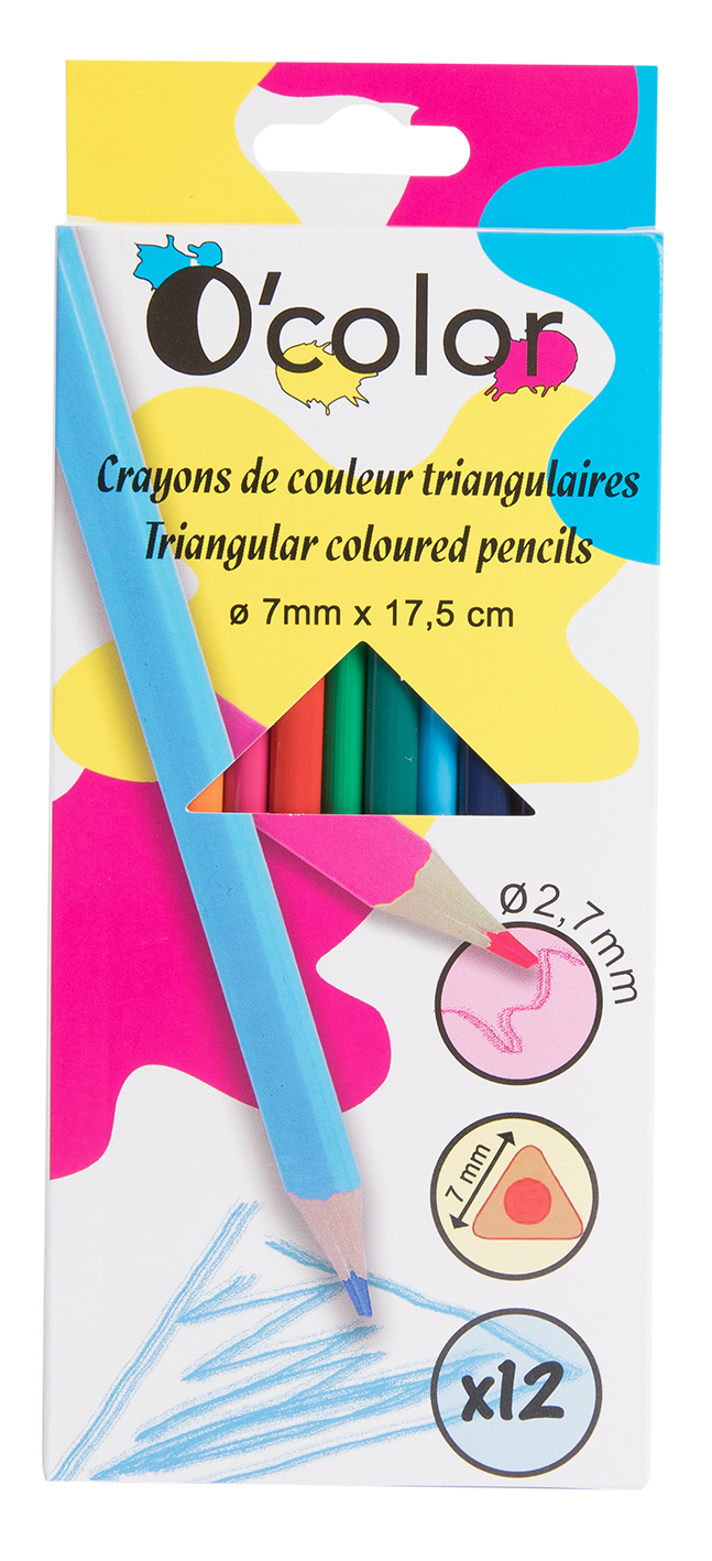Etui de 12 crayons de couleurs triangulaires