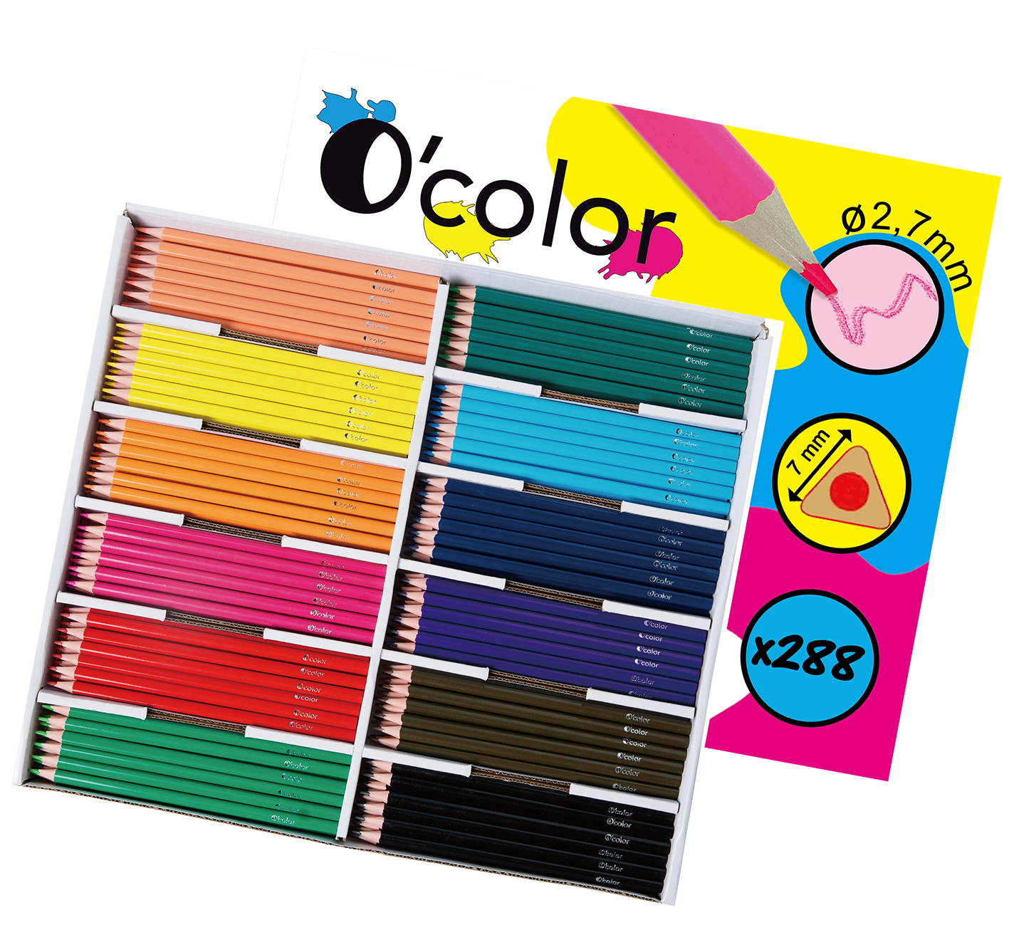 Schoolpack de 288 crayons de couleurs triangulaires