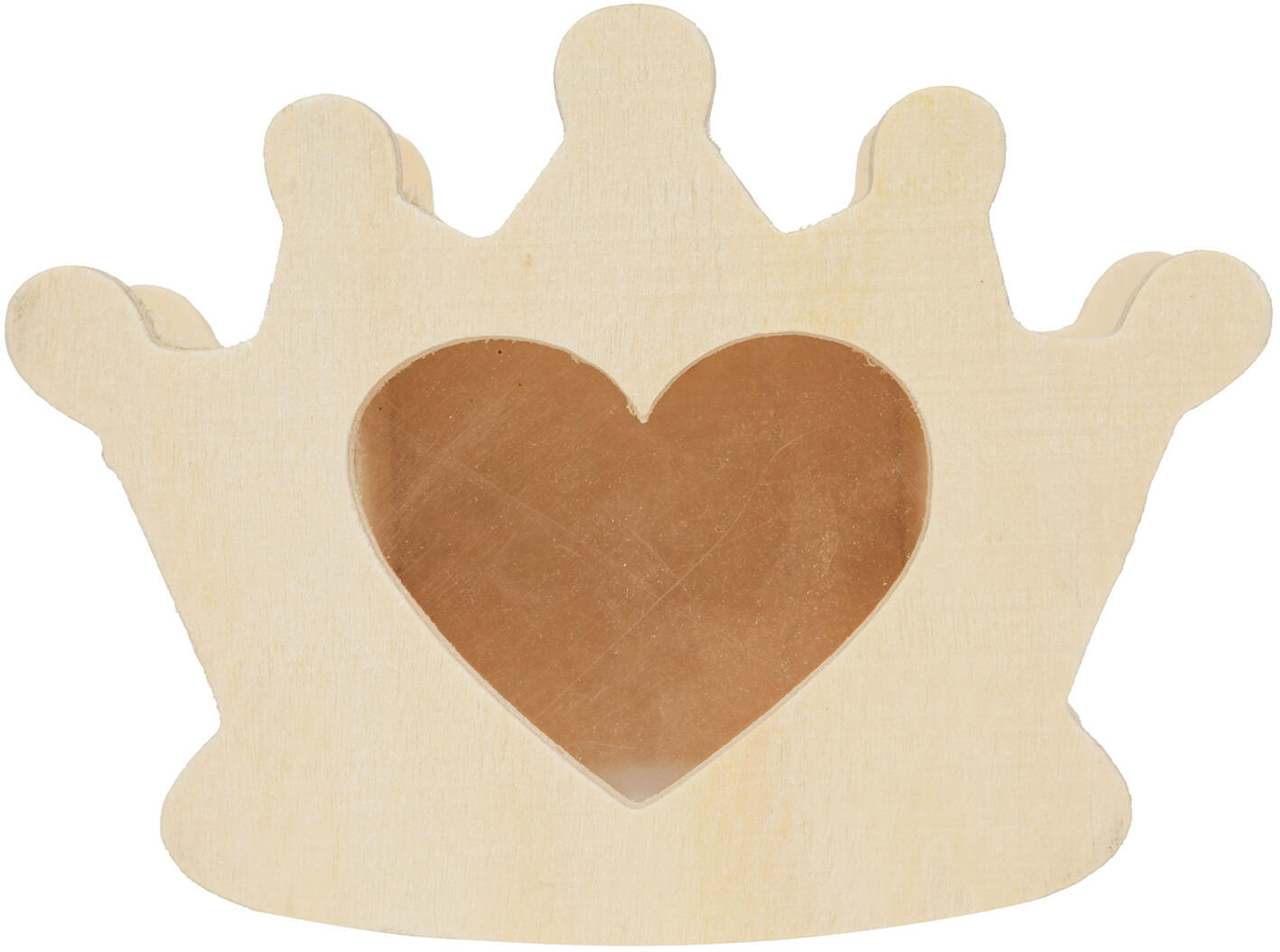 Tirelire couronne cœur en bois 120 x 90 x 50 mm
