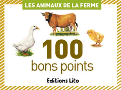 Boîte de 100 bons points animaux de la ferme - Dimensions 78 x 57 mm