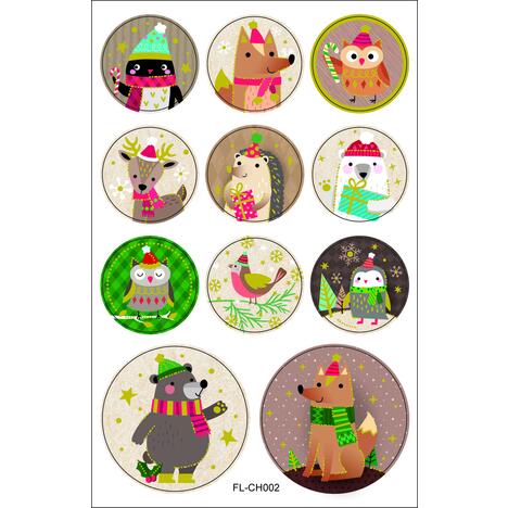 Stickers ronds "Noël ", env. 9x14cm, Marquage à Chaud, 44 stickers