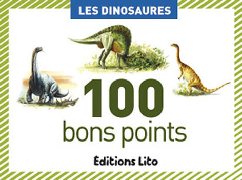 Boîte de 100 bons points les dinosaures - Dimensions 78 x 57 mm
