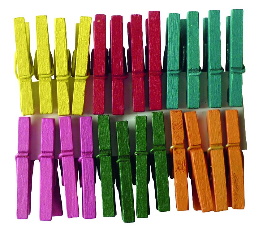Sachet de 24 pinces à linge couleurs assorties
