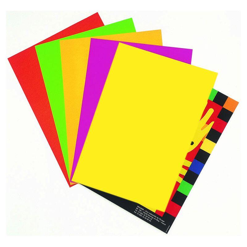 Paquet 100 feuilles papier affiche A4 - Couleurs fluo assorties