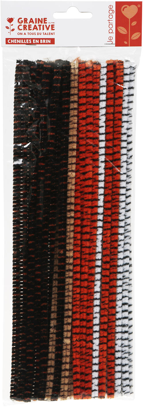 Sachet de 40 brins chenilles tigrées ass 30 cm x 6 mm