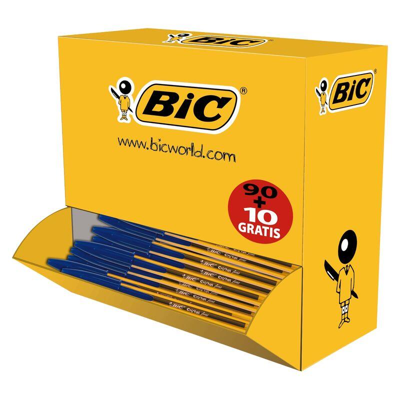 Pack promo 100 BIC cristal fine - Bleu