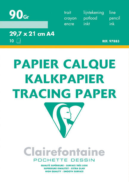 Papier calque A3 - 90/95g - 10 feuilles - CLAIREFONTAINE