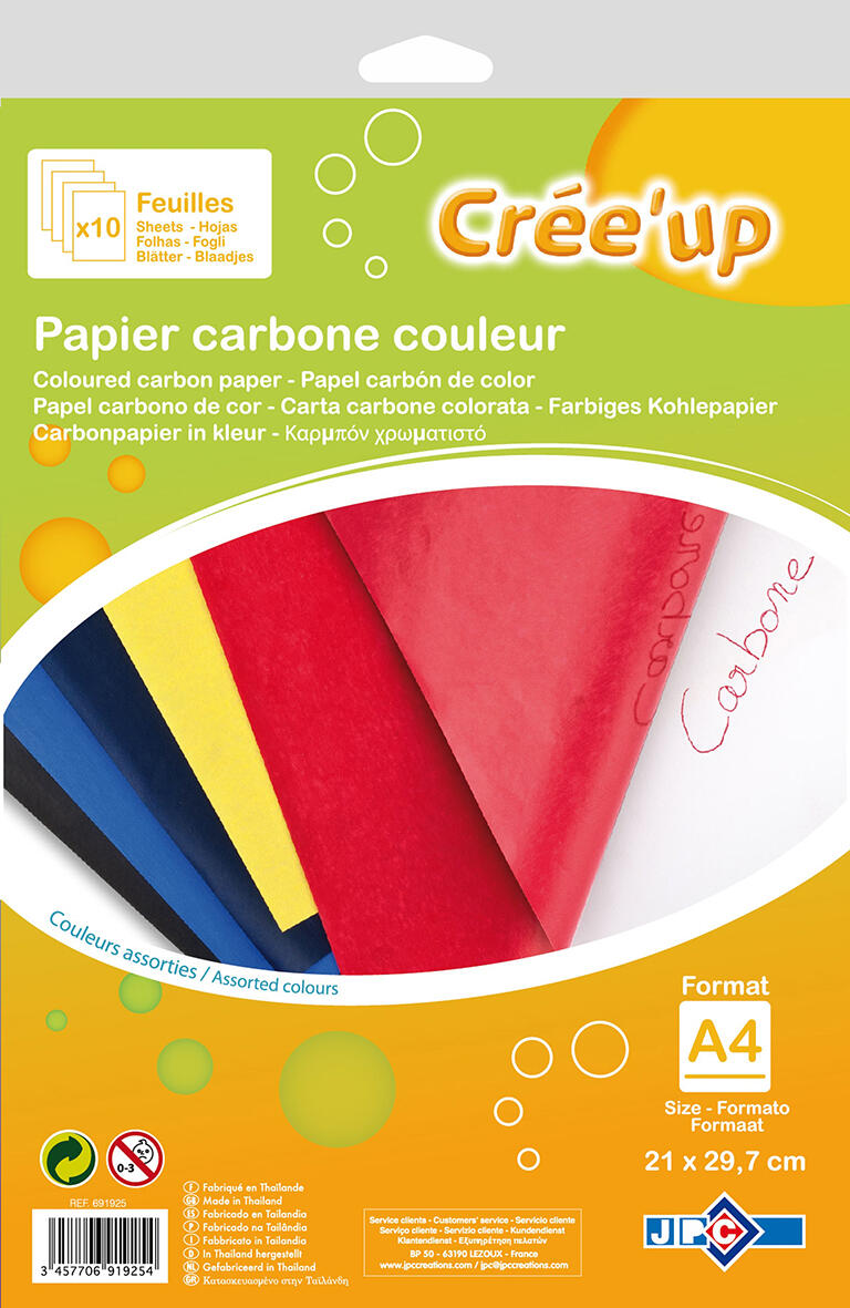8325 - Pochette 10 feuilles A4 papier carbone - Couleurs assorties