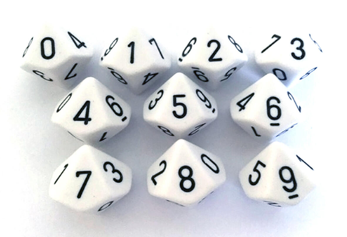 17511 Lot de 10 dés à 10 faces de 0 à 9