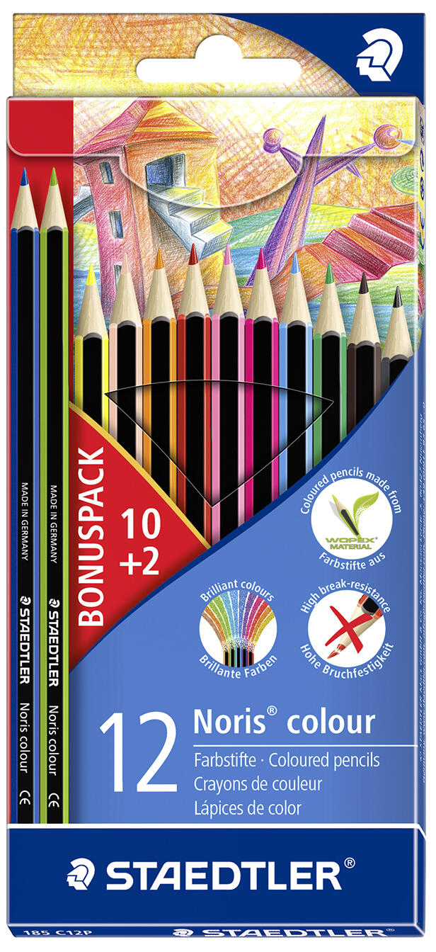 Etui de 12 crayons de couleur Staedtler Noris Colour 185 - Couleurs assorties