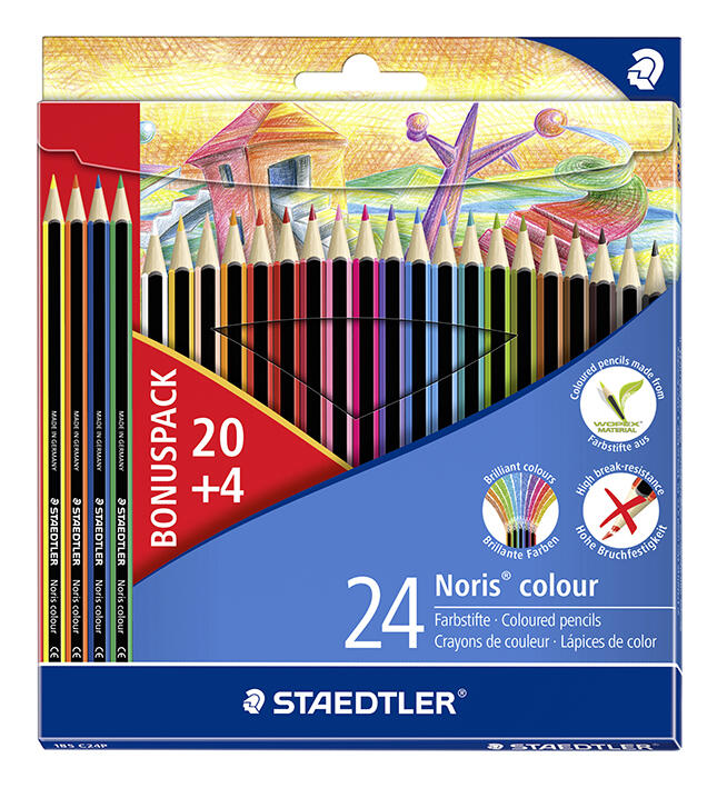 Etui de 24 crayons de couleur Staedtler Noris Colour 185 - Couleurs assorties