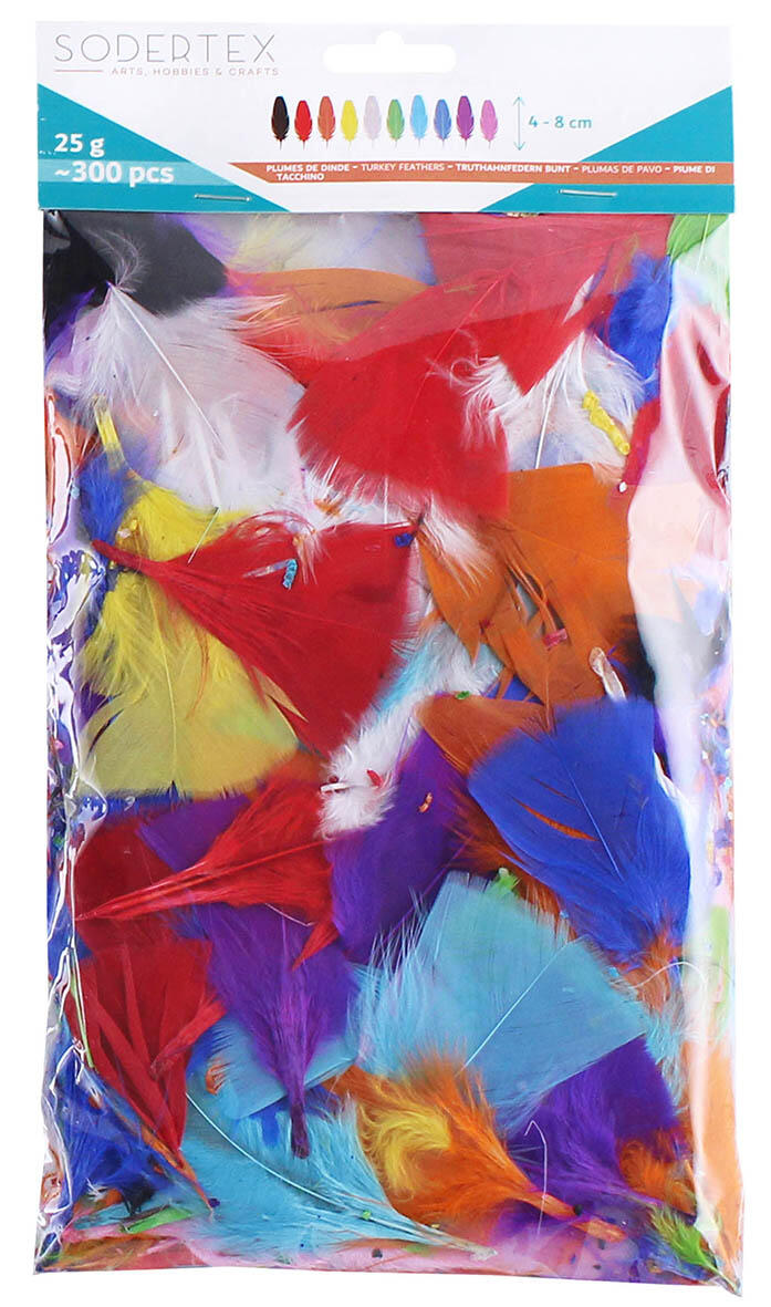 Sachet de 25 g de plumes (env- 150 plumes) - couleurs assorties - 15 cm