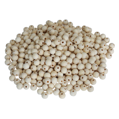 Seau de 1100 perles bois naturel 10 mm