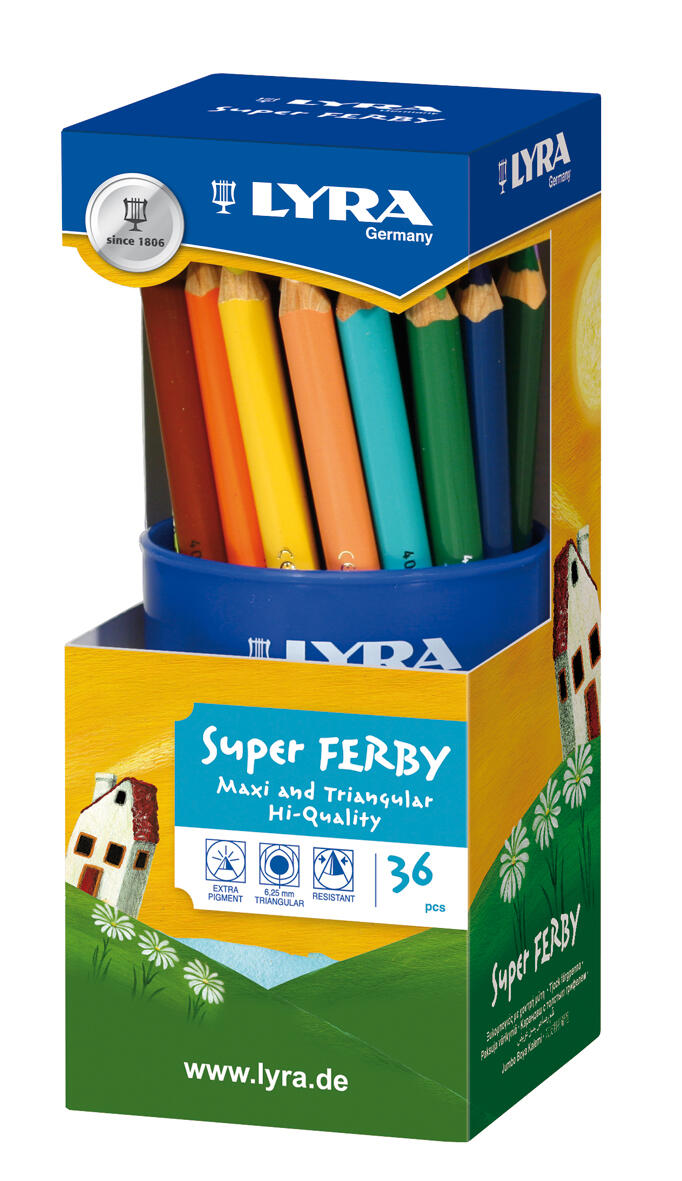 Lyra Pot rond plastique de 36 crayons de couleur aquarellables