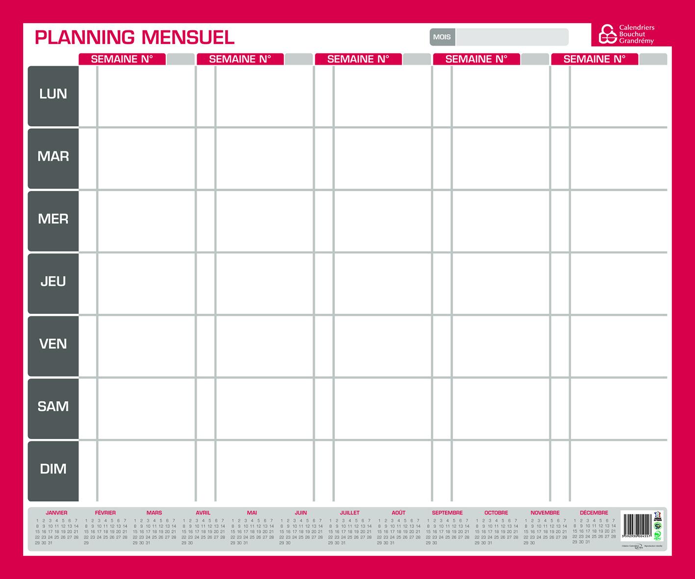 Planning mensuel perpétuel
