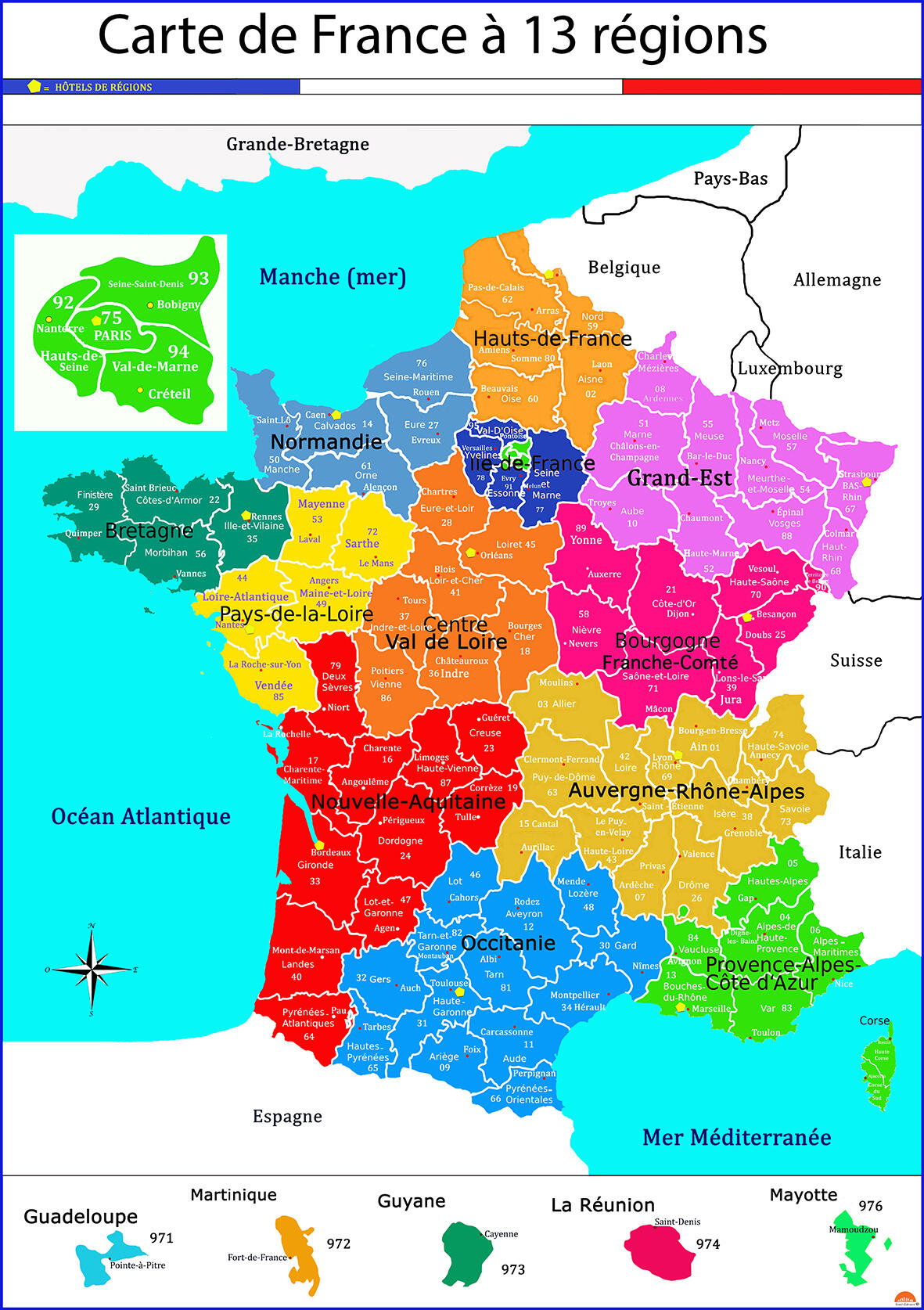 Carte de France des 13 régions