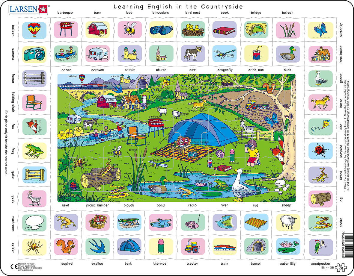 Puzzle learning english in the Countryside