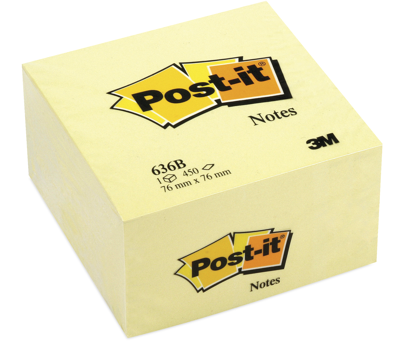 Cube Post-it® Jaune Pastel, 76 x 76 mm, 450 f.