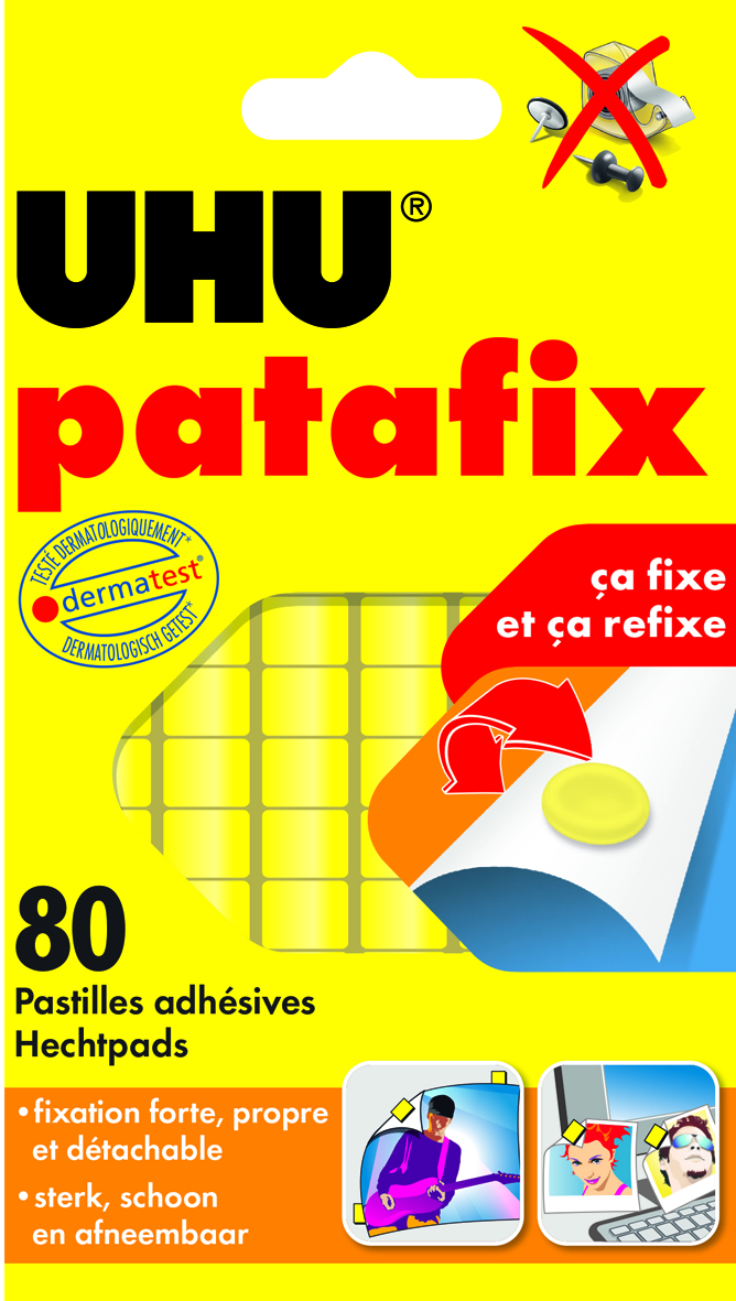 Gomme adhésive réutilisable jaune PATAFIX UHU