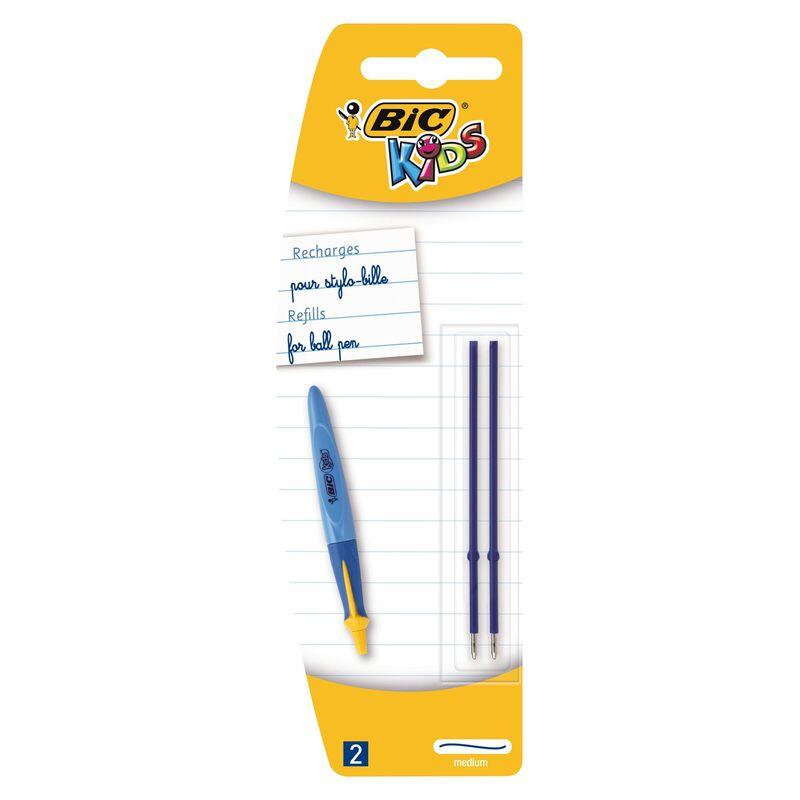 3942 - Blister de 2 recharges bleues pour stylo bille ergonomique Bic Kids