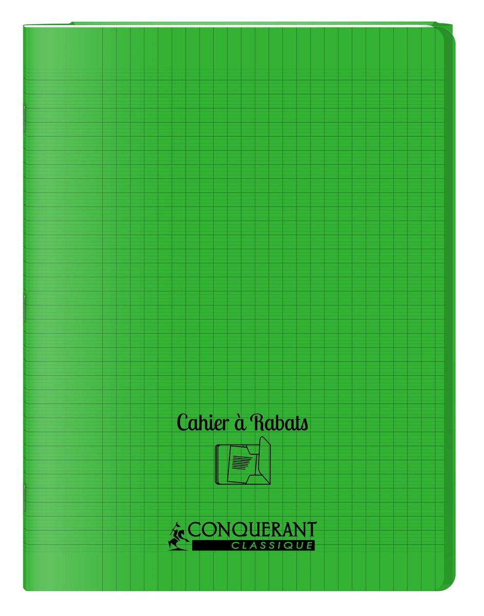 Cahier 24x32 avec rabats - 90g - 48 p - Séyès - Couverture polypropylène verte
