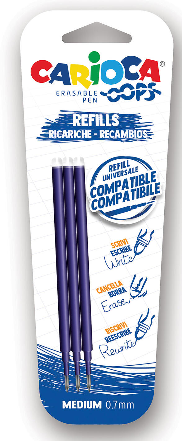 Blister de 3 recharges pour stylo thermosensible - Bleu