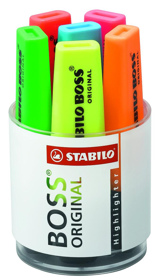 Pot 6 surligneurs STABILO BOSS - couleurs assorties