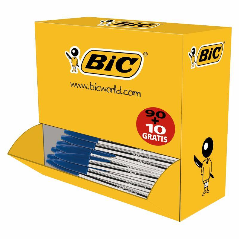 Pack promo 100 stylos - BIC cristal - Bleu
